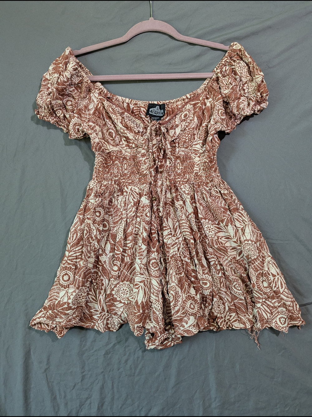 Rust and Cream Floral Romper For Summer